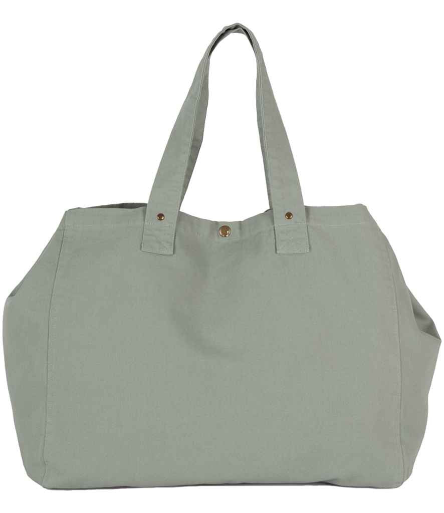 Kimood Faded Cotton Shopper - Washed Green Clay
