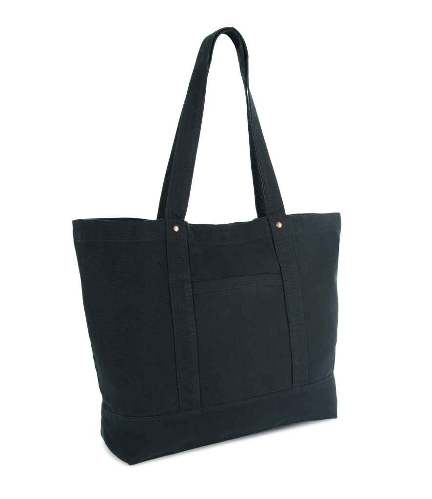 Kimood Washed Cotton Shopper Bag - Washed Black