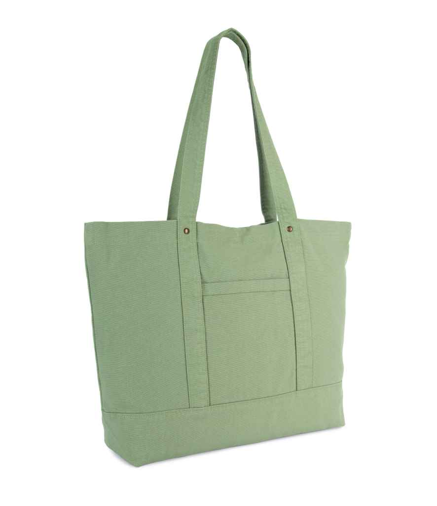 Kimood Washed Cotton Shopper Bag - Washed Green Clay