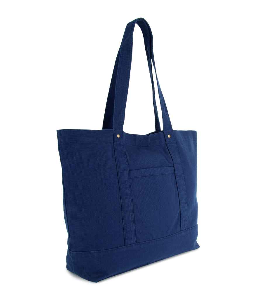 Kimood Washed Cotton Shopper Bag - Washed Navy