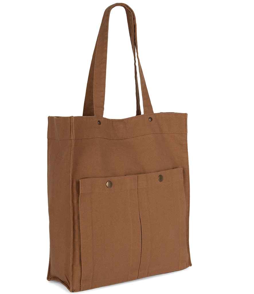 Kimood Washed Cotton Bag with Pockets - Washed Cinnamon