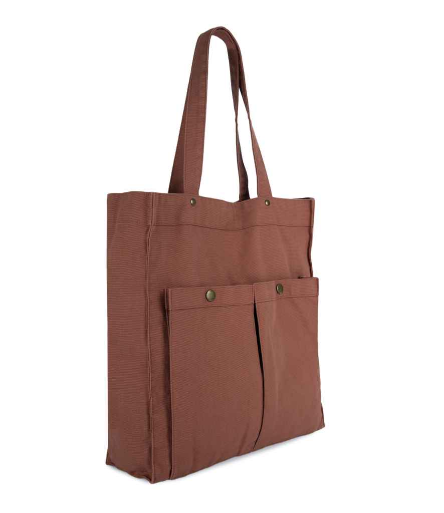 Kimood Washed Cotton Bag with Pockets - Washed Russet