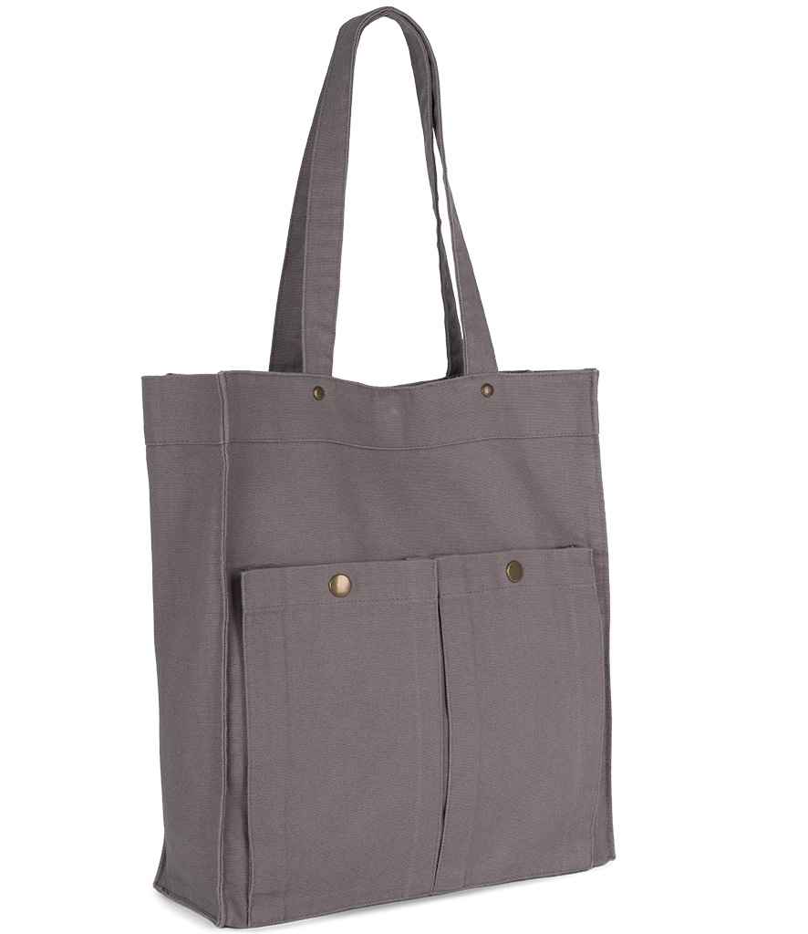Kimood Washed Cotton Bag with Pockets - Washed Steeple Grey