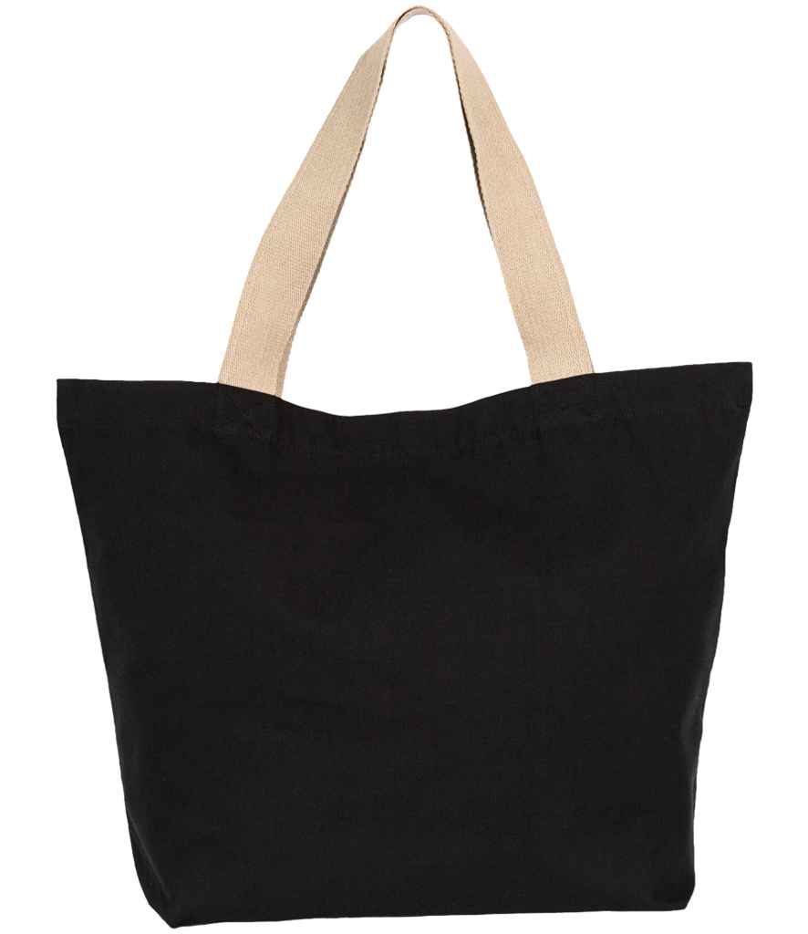 Kimood Large Recycled Flat-Bottom Shopping Bag - Black Night/Hemp