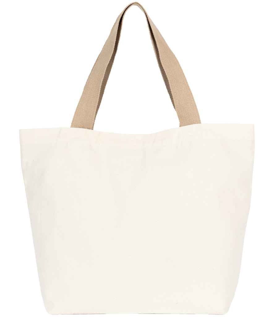 Kimood Large Recycled Flat-Bottom Shopping Bag - Ecume/Hemp
