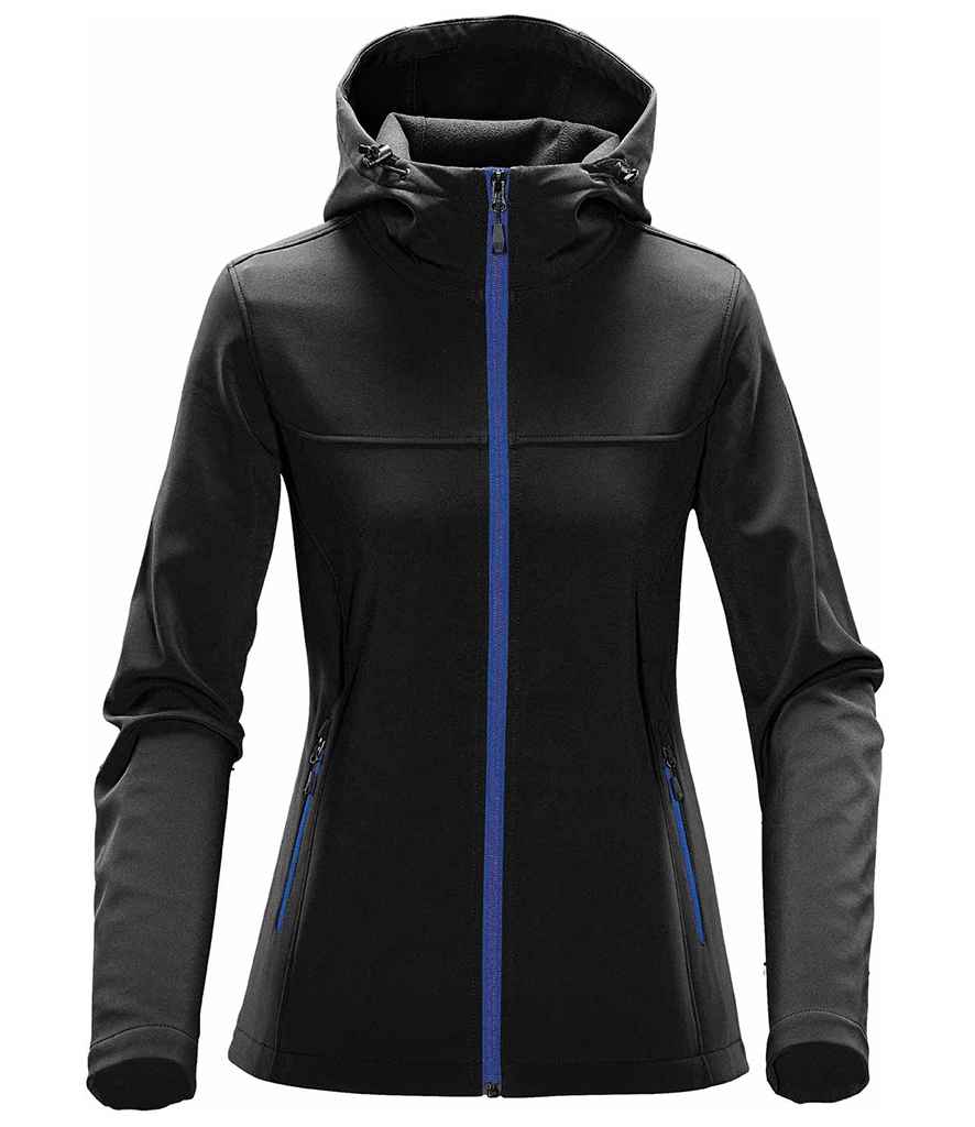 Stormtech Ladies Orbiter Hooded Soft Shell Jacket - Black/Azure
