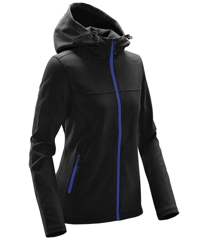 Stormtech Ladies Orbiter Hooded Soft Shell Jacket - Black/Azure