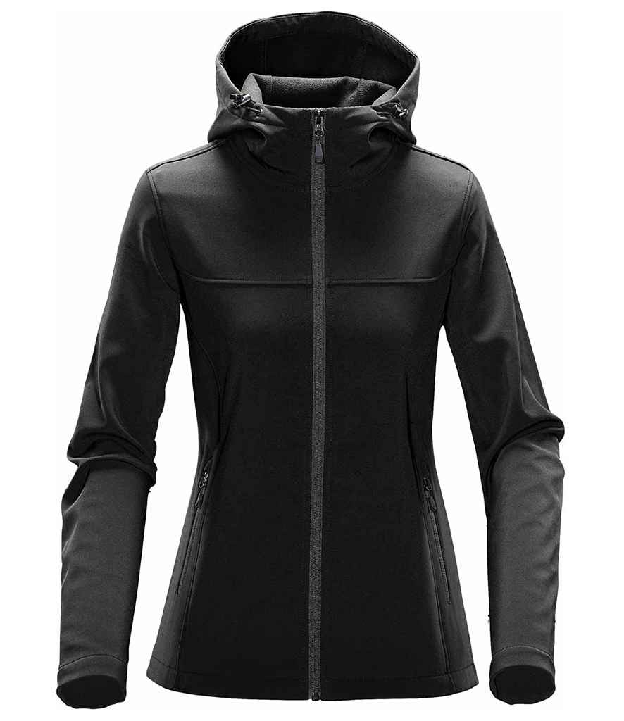 Stormtech Ladies Orbiter Hooded Soft Shell Jacket - Black/Dolphin