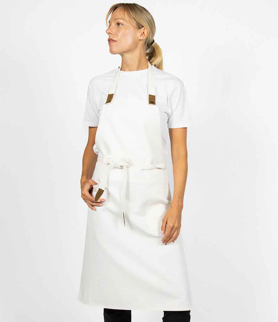 Le Chef Canvas Apron with Leather Tabs - Natural/Tan