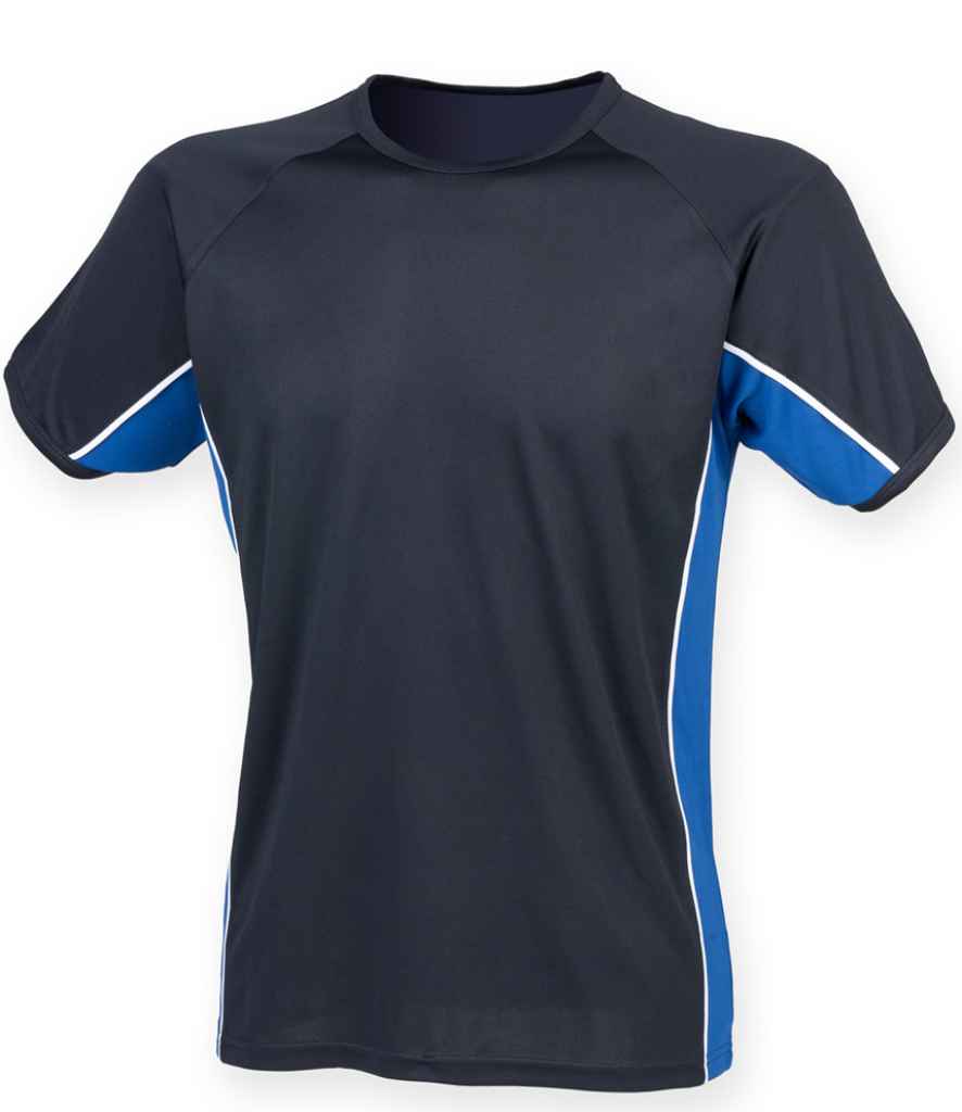 Finden + Hales Performance Panel T-Shirt - Navy/Royal Blue/White
