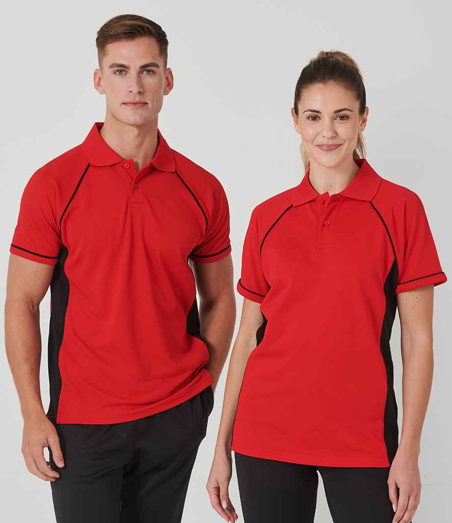 Finden + Hales Performance Panel Polo Shirt - Red/Black