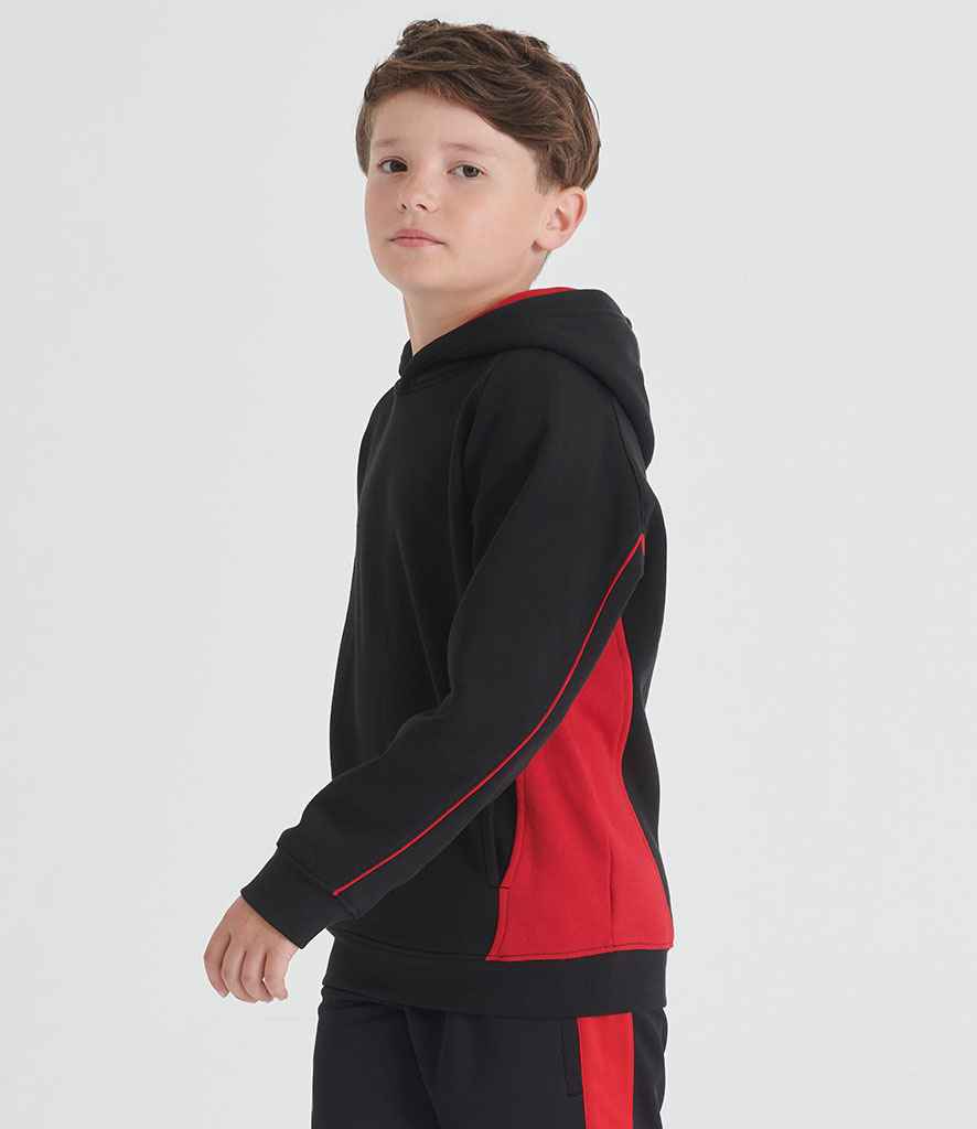 Finden + Hales Kids Contrast Hooded Sweatshirt - Black/Red