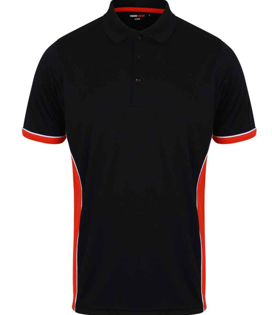 Finden + Hales Contrast Panel Polo Shirt - Black/Red