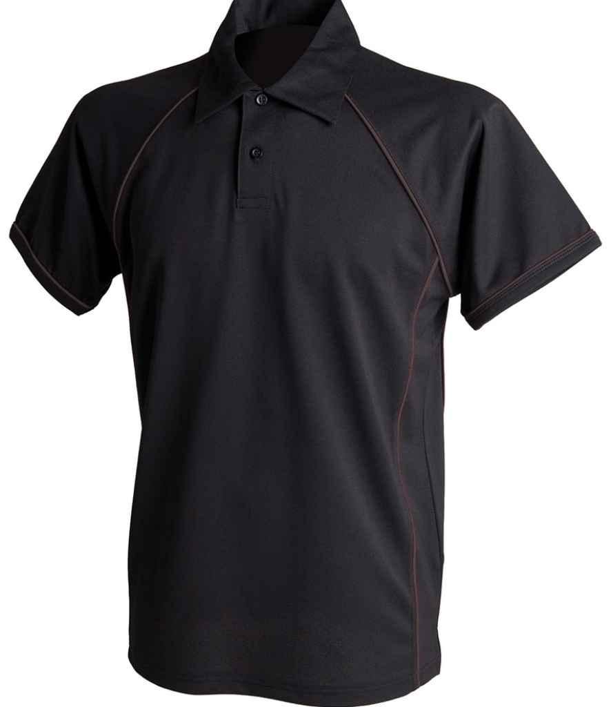 Finden + Hales Performance Piped Polo Shirt - Black/Black