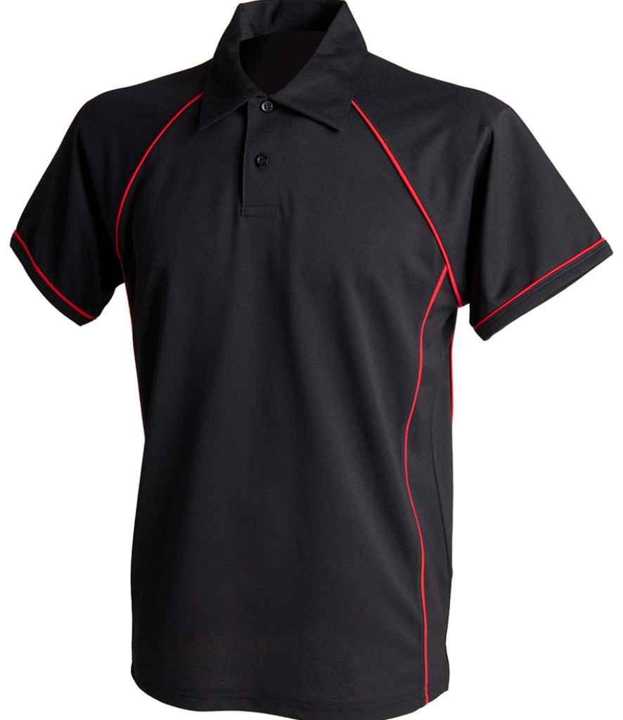 Finden + Hales Performance Piped Polo Shirt - Black/Red