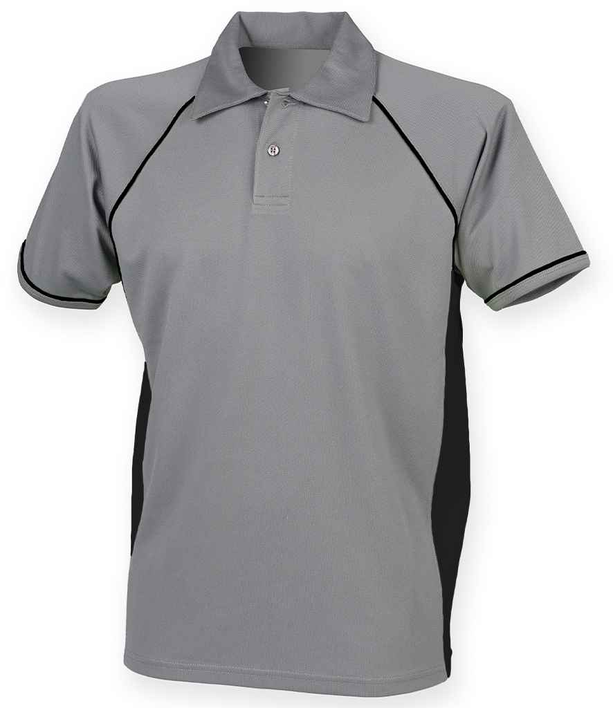 Finden + Hales Performance Piped Polo Shirt - Grey/Black