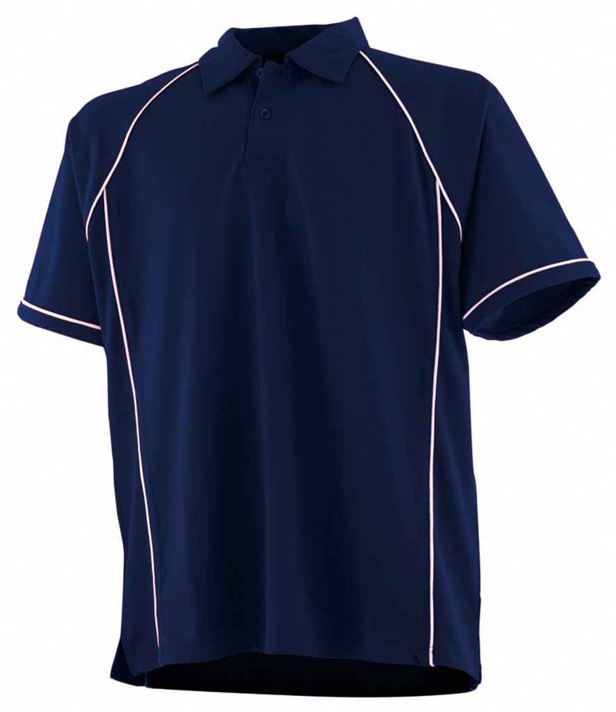 Finden + Hales Performance Piped Polo Shirt - Navy/White