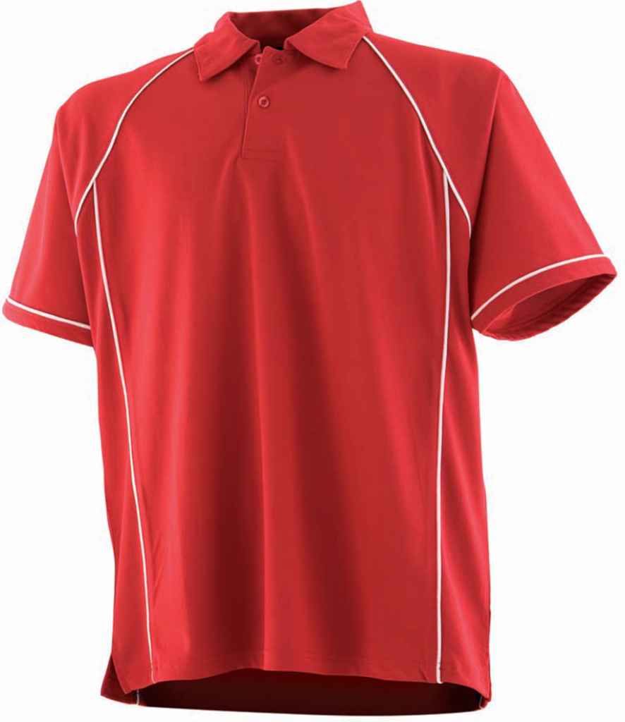 Finden + Hales Performance Piped Polo Shirt - Red/White