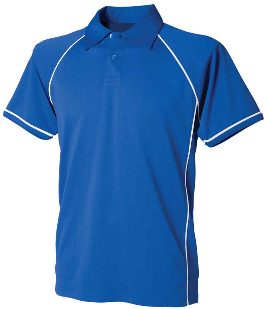 Finden + Hales Performance Piped Polo Shirt - Royal Blue/White