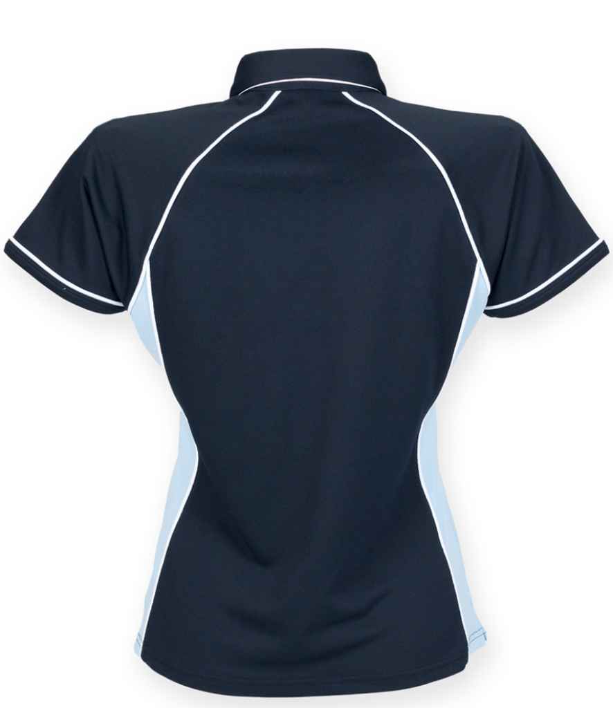 Finden + Hales Ladies Performance Piped Polo Shirt - Navy/Sky Blue/White
