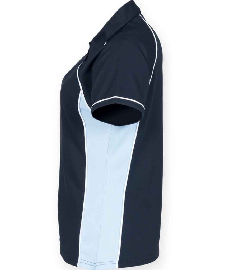 Finden + Hales Ladies Performance Piped Polo Shirt - Navy/Sky Blue/White