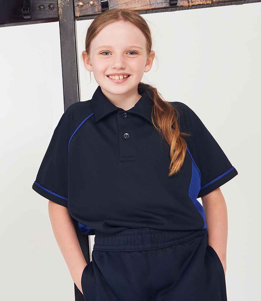 Finden + Hales Kids Performance Piped Polo Shirt - Navy/Royal Blue/Royal Blue