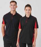 Finden + Hales Club Poly/Cotton Piqué Polo Shirt - Black/Red