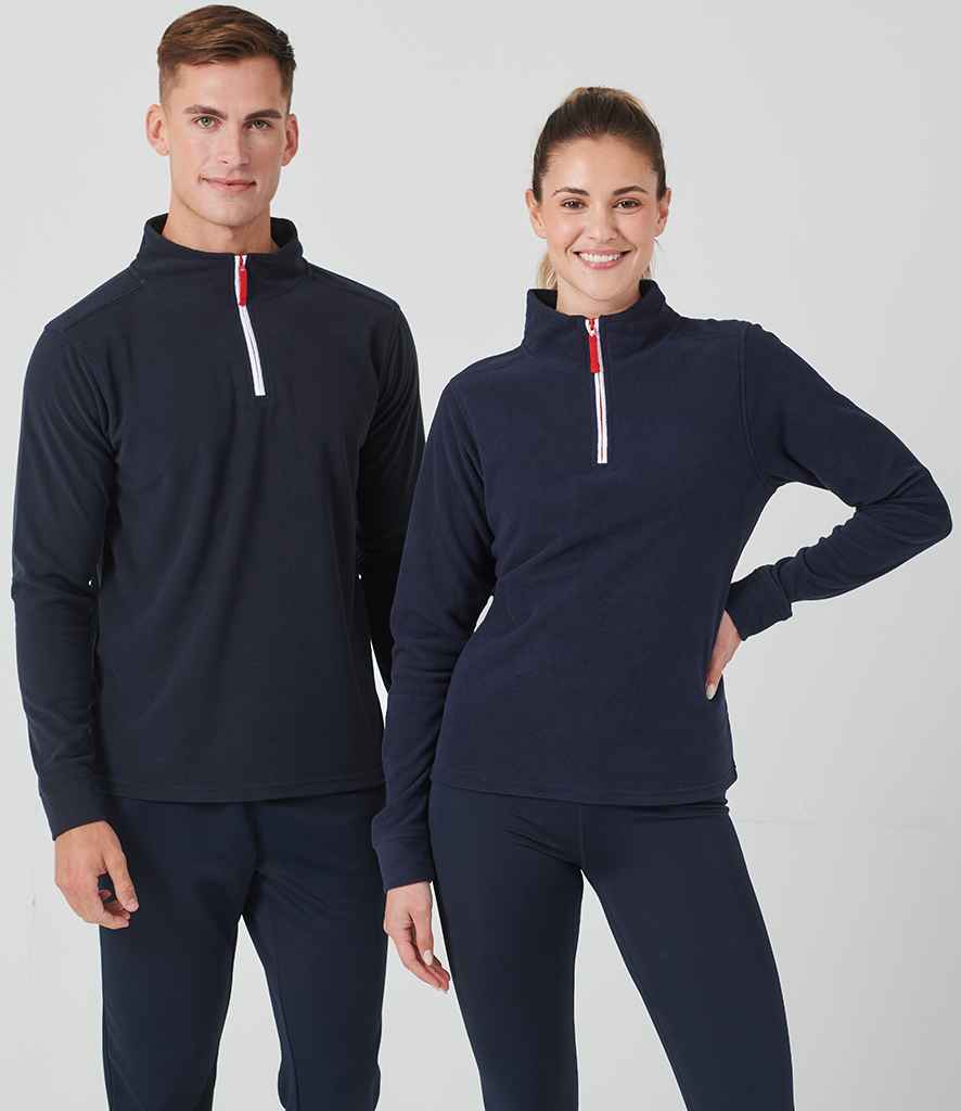 Finden + Hales Zip Neck Piped Micro Fleece - Navy/White