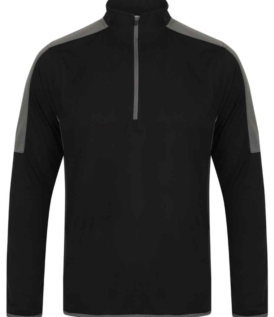 Finden + Hales Contrast Zip Neck Midlayer Top - Black/Gunmetal