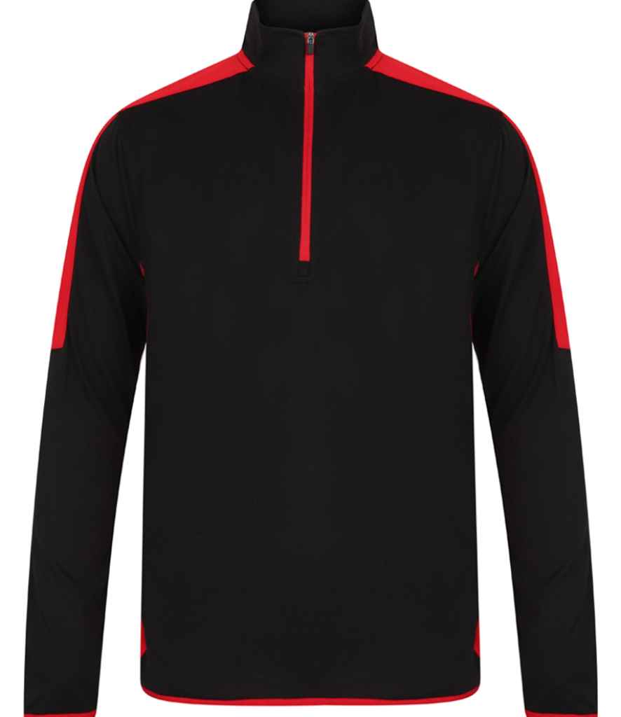 Finden + Hales Contrast Zip Neck Midlayer Top - Black/Red