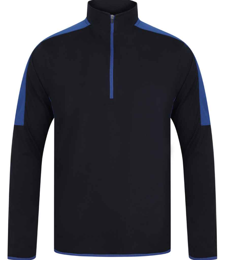 Finden + Hales Contrast Zip Neck Midlayer Top - Navy/Royal Blue