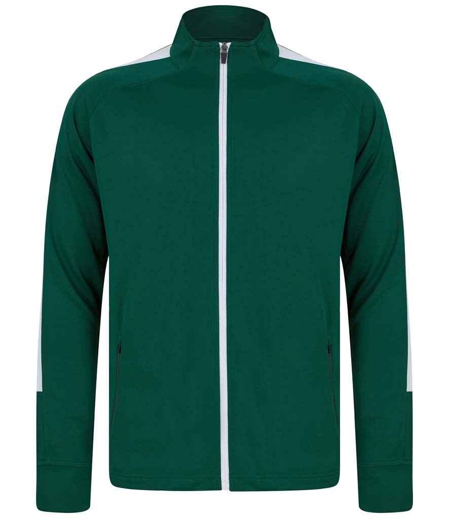 Finden + Hales Knitted Tracksuit Top - Bottle Green/White