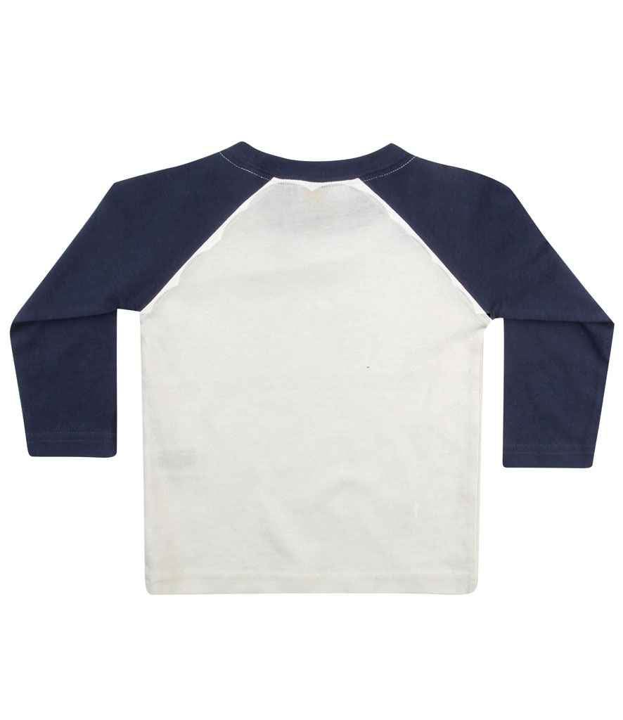 Larkwood Baby/Toddler Long Sleeve Baseball T-Shirt - White/Navy
