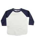 Larkwood Baby/Toddler Long Sleeve Baseball T-Shirt - White/Navy