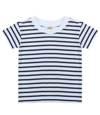Larkwood Baby/Toddler Striped Crew Neck T-Shirt - White/Oxford Navy