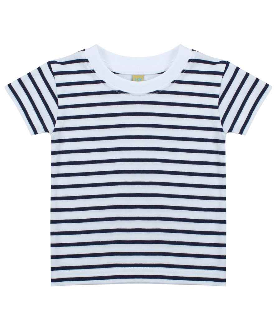 Larkwood Baby/Toddler Striped Crew Neck T-Shirt - White/Oxford Navy
