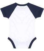 Larkwood Essential Short Sleeve Baby Baseball Bodysuit - White/Navy