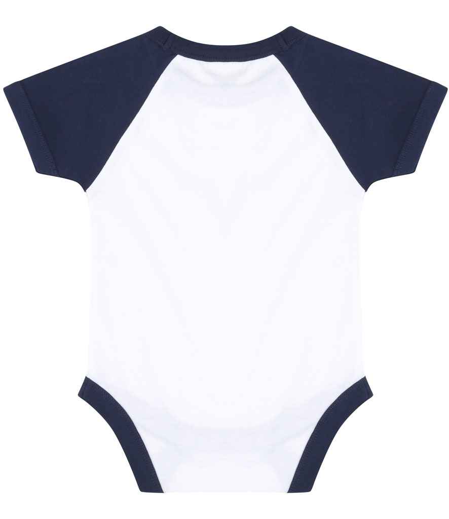 Larkwood Essential Short Sleeve Baby Baseball Bodysuit - White/Navy