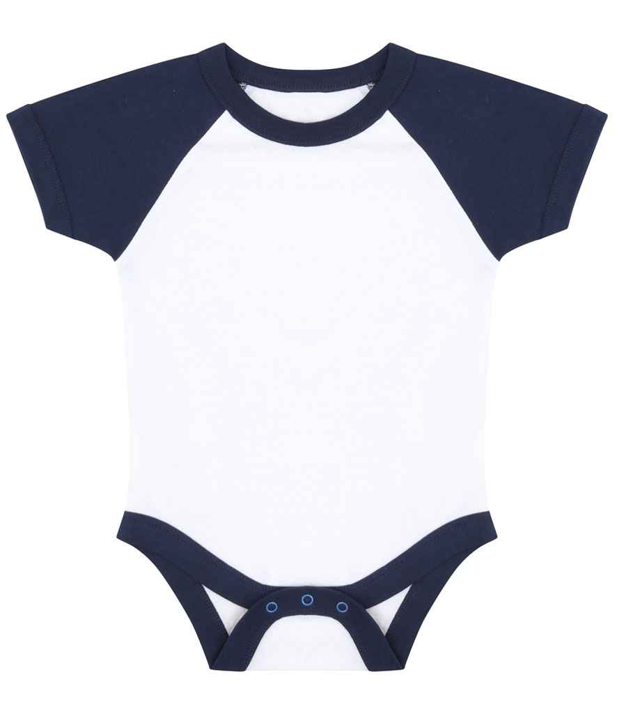 Larkwood Essential Short Sleeve Baby Baseball Bodysuit - White/Navy