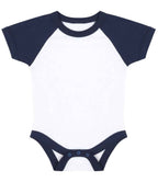 Larkwood Essential Short Sleeve Baby Baseball Bodysuit - White/Navy
