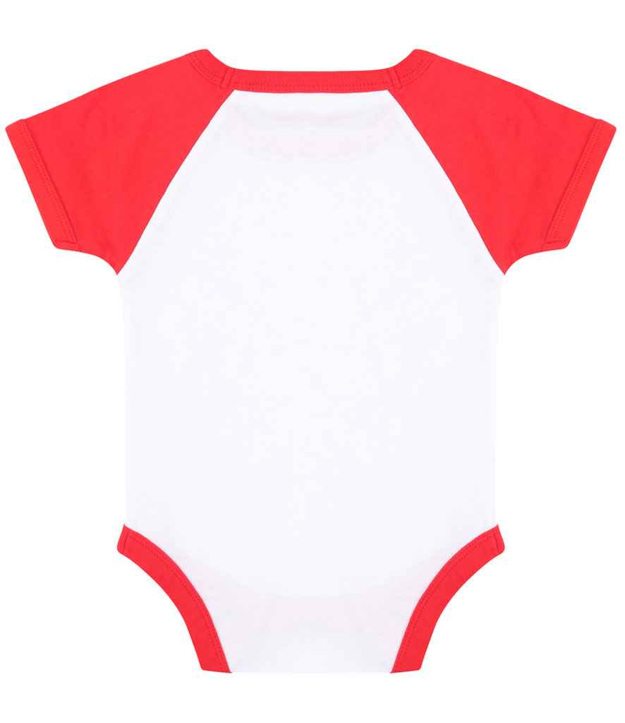 Larkwood Essential Short Sleeve Baby Baseball Bodysuit - White/Red