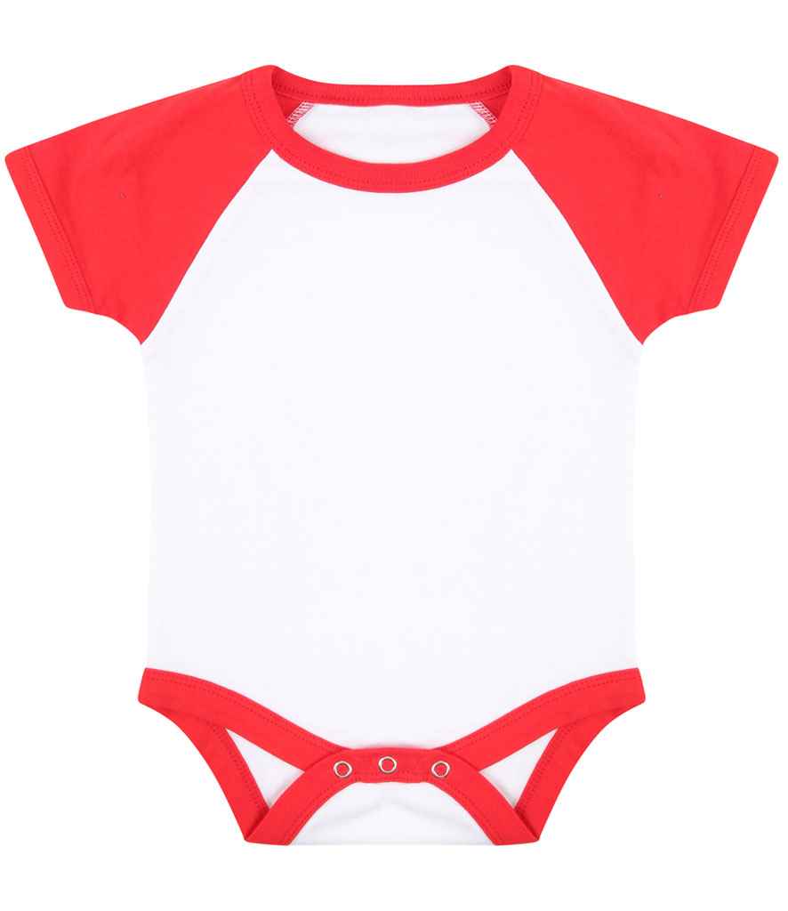 Larkwood Essential Short Sleeve Baby Baseball Bodysuit - White/Red