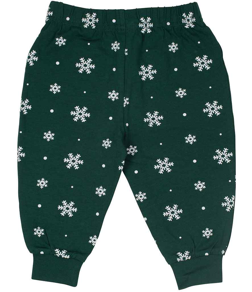 Larkwood Baby/Toddler Lounge Pants - Bottle Green/White Snowflakes