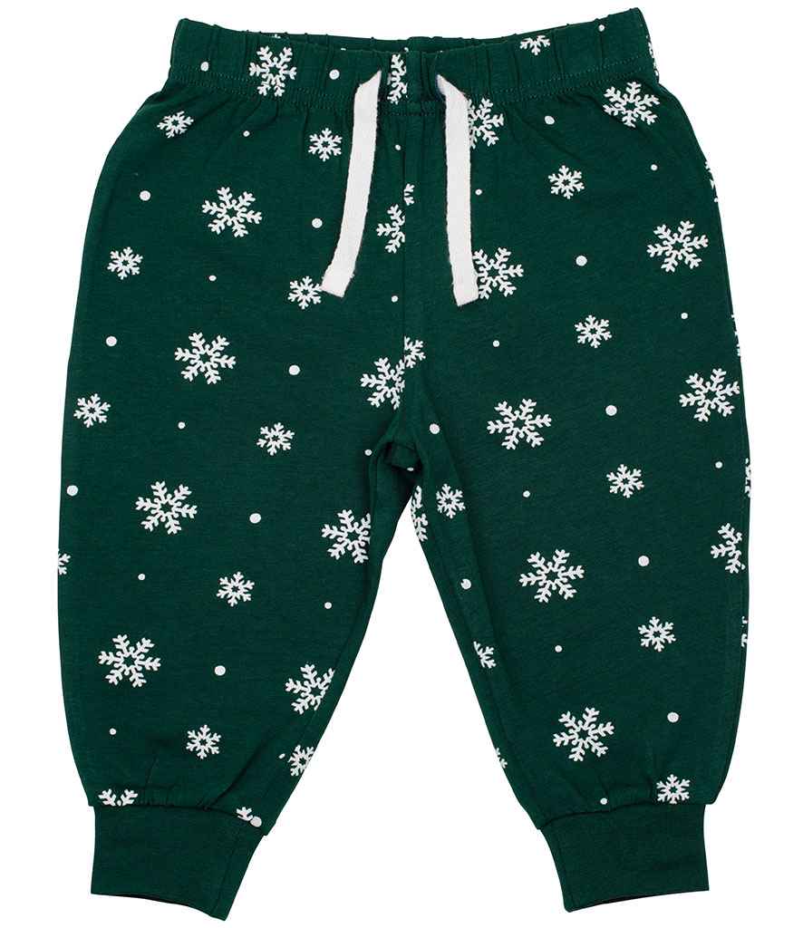 Larkwood Baby/Toddler Lounge Pants - Bottle Green/White Snowflakes