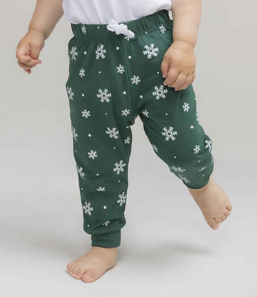 Larkwood Baby/Toddler Lounge Pants - Bottle Green/White Snowflakes
