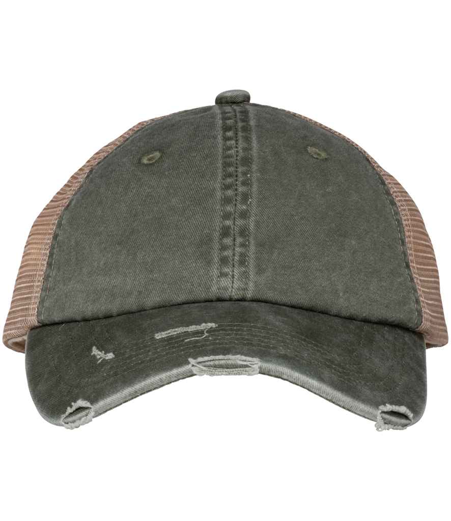 Native Spirit Washed Trucker Destroy Cap - Khaki/Beige