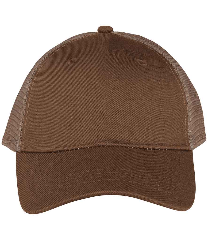 Native Spirit 5 Panel Trucker Cap - Dark Camel/Beige