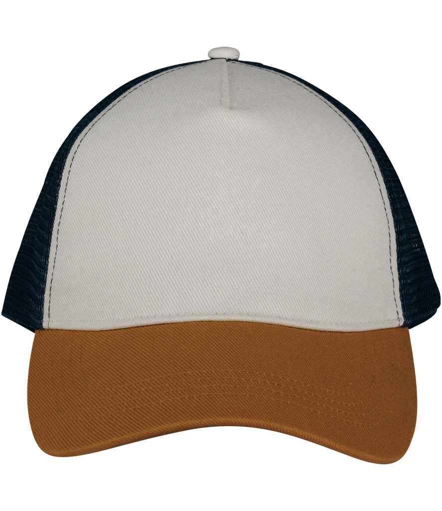 Native Spirit 5 Panel Trucker Cap - Ivory/Curcuma/Navy