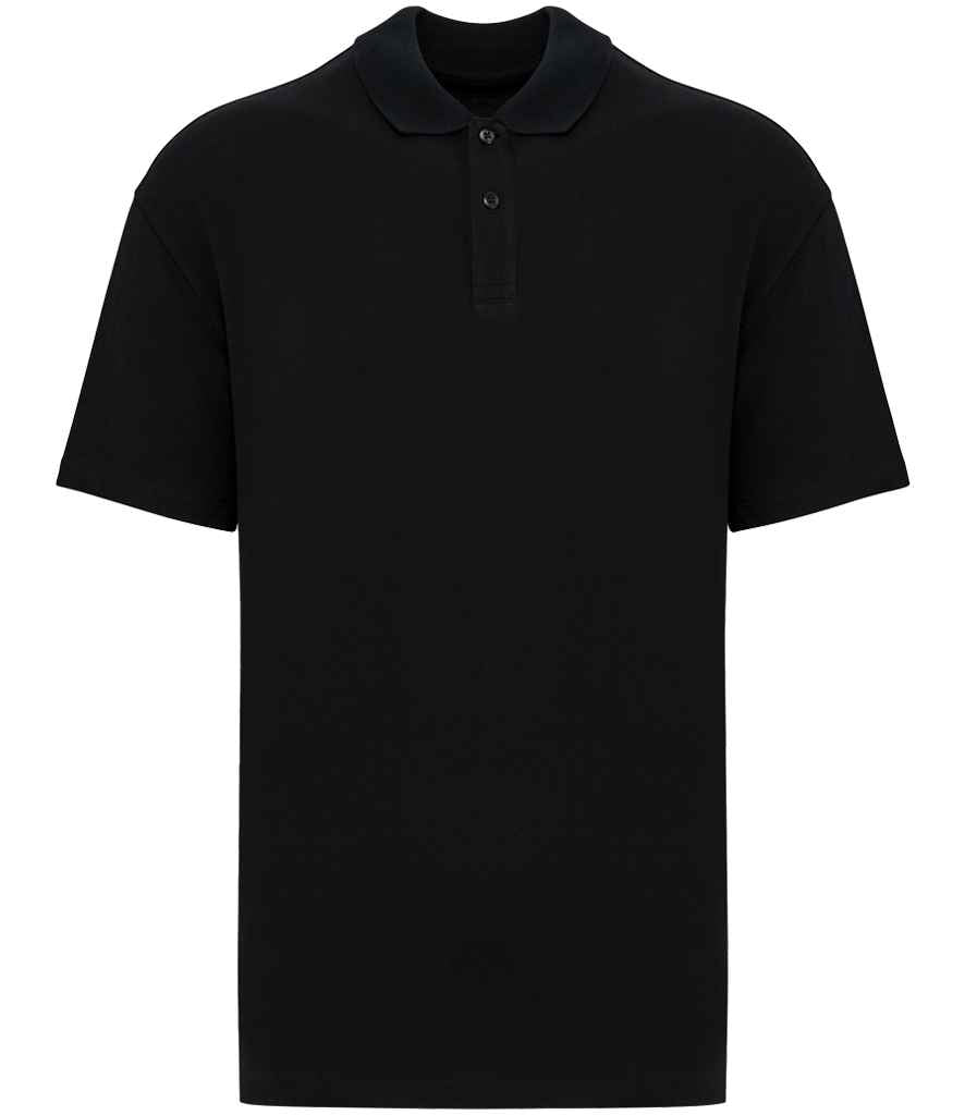 Native Spirit Drop Shoulder Piqué Polo Shirt - Black