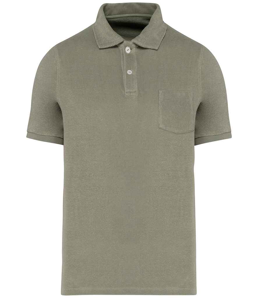 Native Spirit Terry Towel Polo Shirt - Almond Green